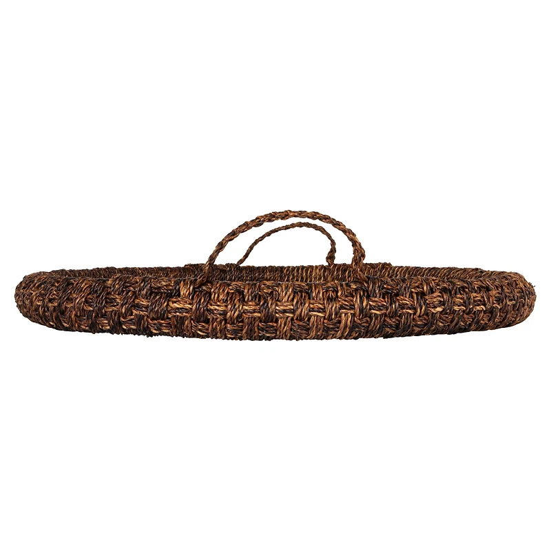 Hello Honey® 29" Dark Brown Artisanal Bankuan Braided Tray with Handles