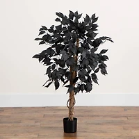 3ft. Artificial Halloween Black Ficus Tree with Natural Trunk