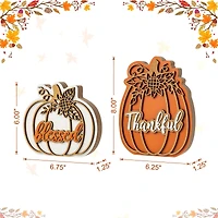 Glitzhome® 8"H Thanksgiving Wooden Pumpkin Table Decor Set