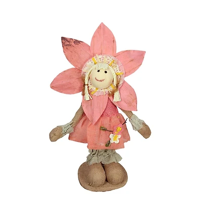 14.5" Peach Spring Sunflower Girl Decorative Figure