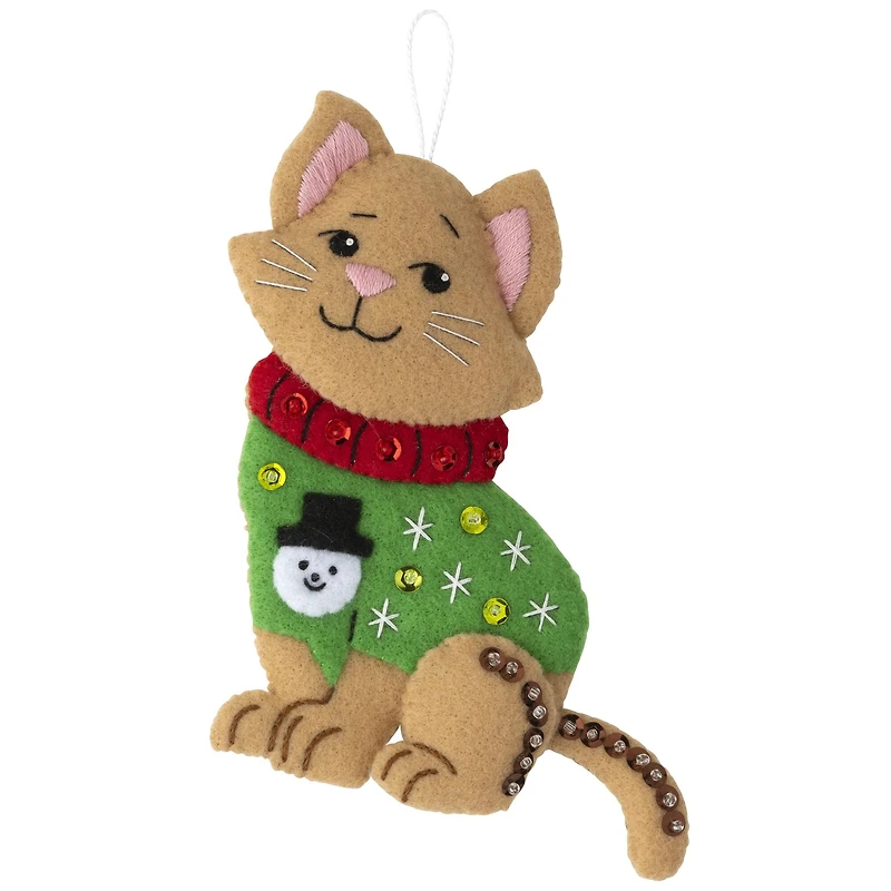 Bucilla® Cats in Ugly Sweaters Felt Ornaments Applique Kit Set