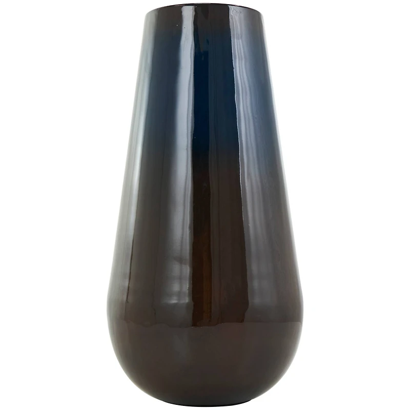 16" Blue Metal Ombre Vase with Brown Accents