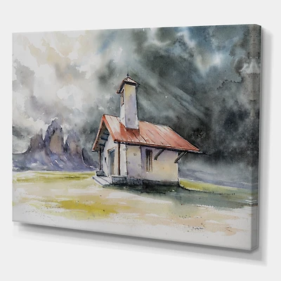 Designart - Rustic House On Mountain Top During Storm