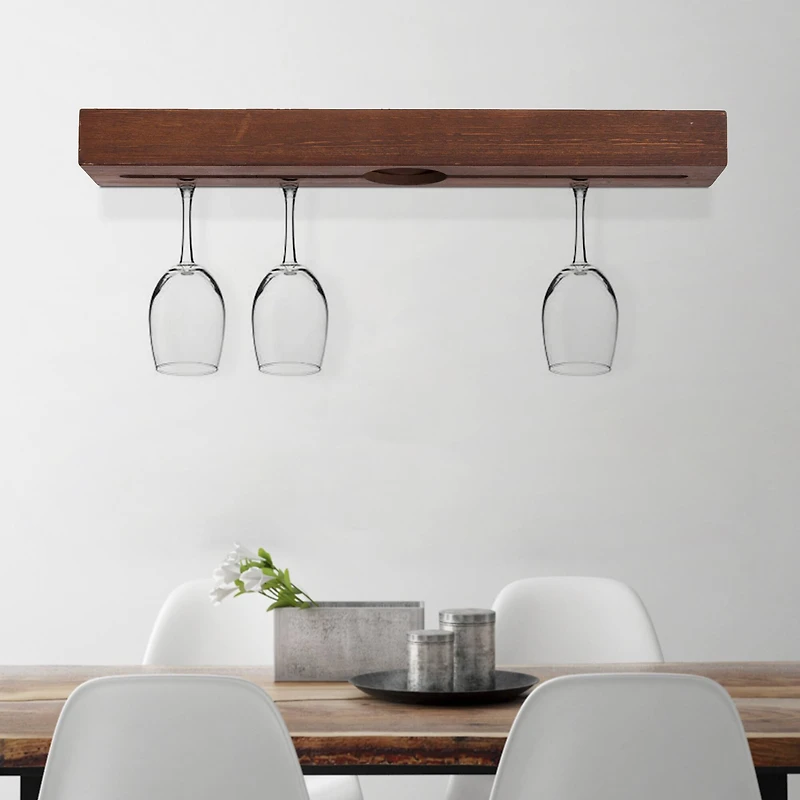 Wooden Wall-Mounted Wine Glass Floating Shelf