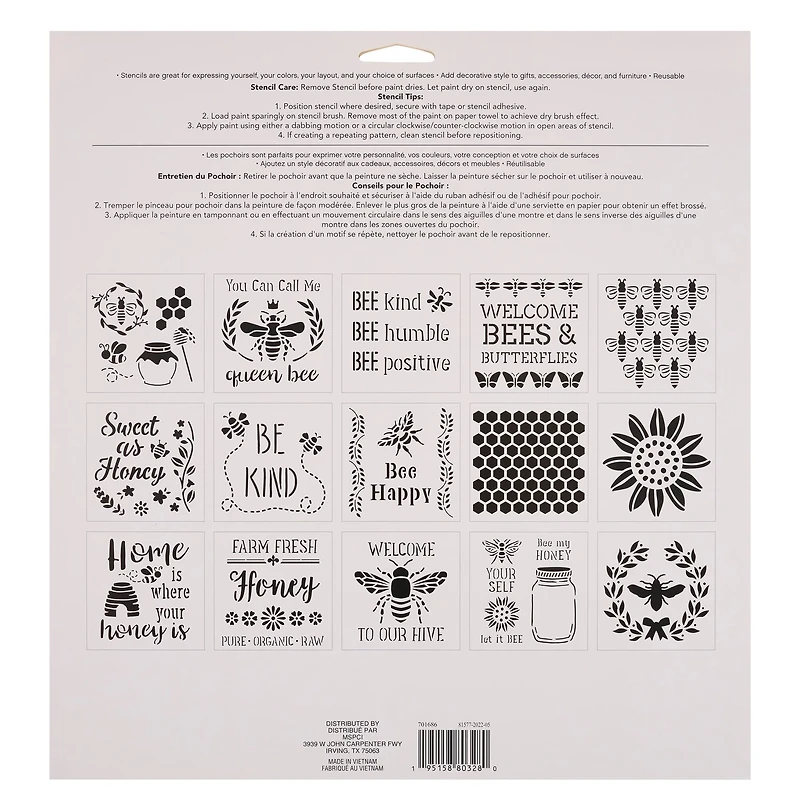 Bees & Honey Stencils by Craft Smart®, 12" x 12"