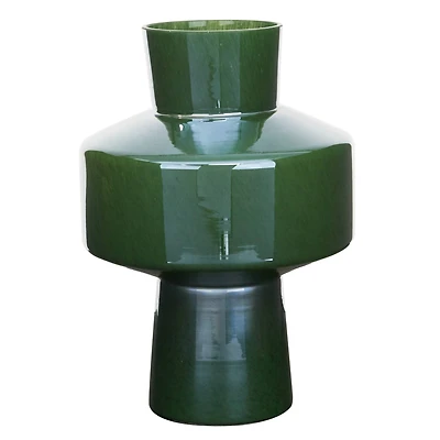 The Novogratz 13" Green Modern Glass Vase