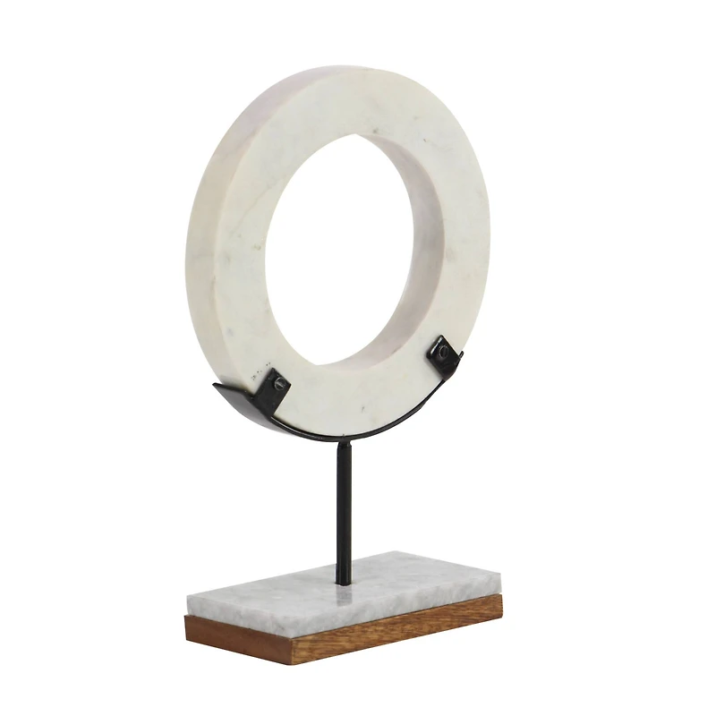 CosmoLiving by Cosmopolitan 14" White Geometric Marble Sculpture