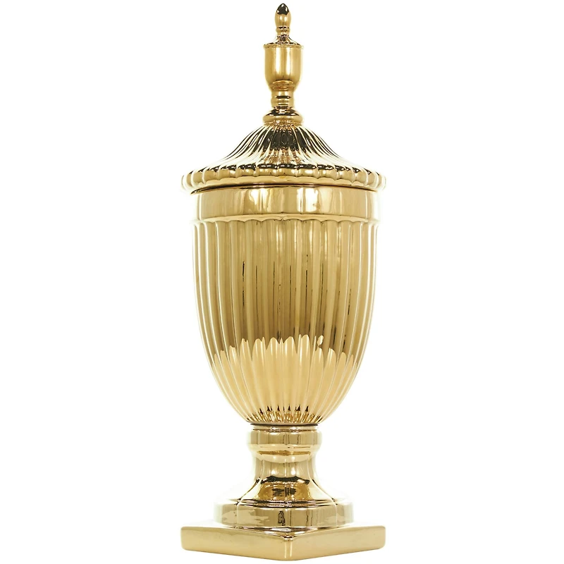 25" Gold Ceramic Tall Decorative Jar