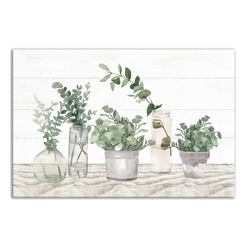 Glass Pots With Plants 36" x 24" Canvas Wall Art
