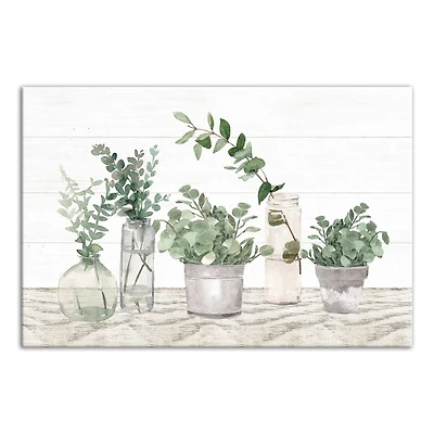 Glass Pots With Plants 36" x 24" Canvas Wall Art