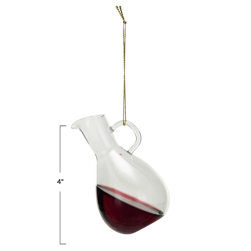 Hello Honey® 4" Red Wine Decanter Glass Ornament