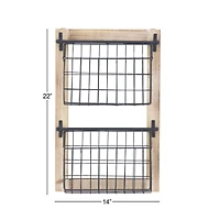 22" Black Metal Farmhouse Magazine Rack Holder