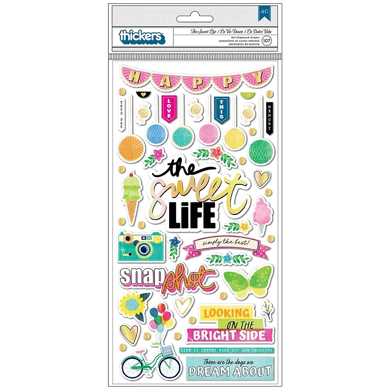 Thickers™ Vicki Boutin The Sweet Life Phrase & Icon Sweet Rush Chipboard Stickers