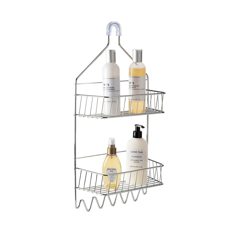 Bath Bliss Chrome 2 Tier Cabana Stripe Shower Caddy