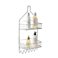 Bath Bliss Chrome 2 Tier Cabana Stripe Shower Caddy