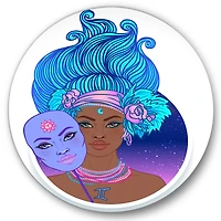 Designart - Portrait of Afro American Woman With Blue Hair II