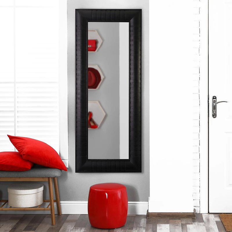 Head West 58" Black Wood Framed Full Length Wall Leaner Mirror