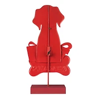 Glitzhome® 15" Christmas Metal & Wooden Dog Gift Box Table Décor