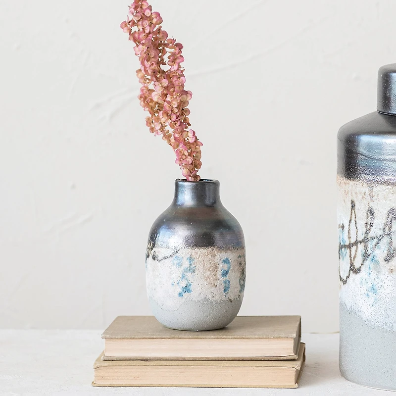 Hello Honey® 6" Neutral Hand Painted Stoneware Vase