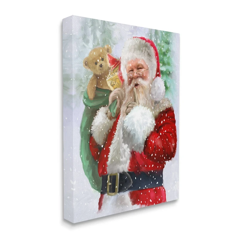 Stupell Industries Jolly Shh Santa Claus Gift Sack Canvas Wall Art