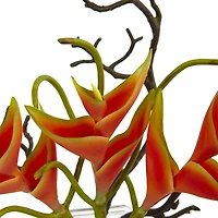 17" Orange Heliconia Arrangement in Glass Vase