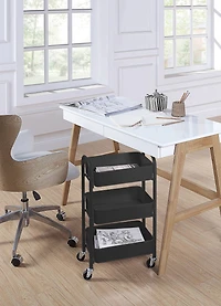 SunnyPoint Compact 3-Tier Metal Rolling Cart