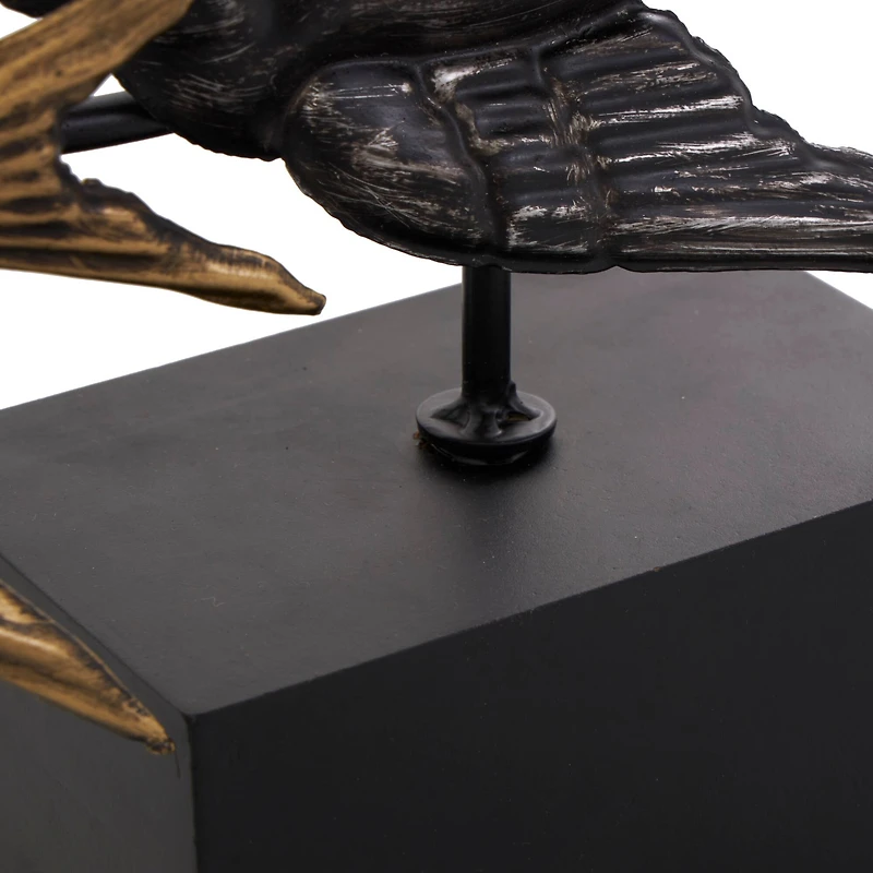 19.5" Black Metallic Flying Flock of Birds Sculpture Décor