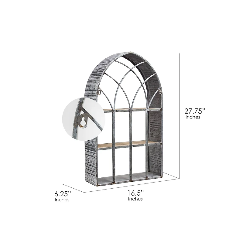 White Cathedral Arch Rustic Hanging Wall Shelf & Rack