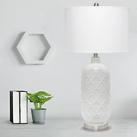 Lalia Home 30" Argyle Classic White Table Lamp with Fabric Shade