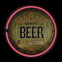 12.5" Neon LED Lighted Beer Bottle Cap Wall Sign