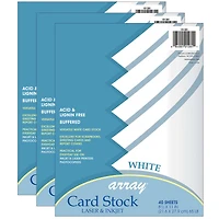 Pacon® 8.5" x 11" White Card Stock Pack, 3 Packs of 40 Sheets