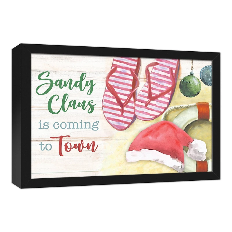 20" Sandy Claus is Coming Christmas Framed Wall Décor