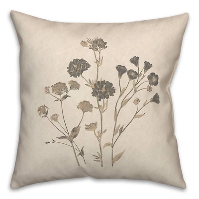 18" x 18" Charcoal Tan Botanicals Texture I Indoor & Outdoor Throw Pillow