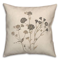 18" x 18" Charcoal Tan Botanicals Texture I Indoor & Outdoor Throw Pillow