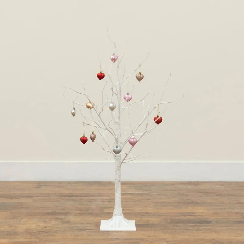 3ft. Pre-Lit Artificial Valentine's Day Twig Tree with 40 Warm White LED Lights and Heart Ornaments