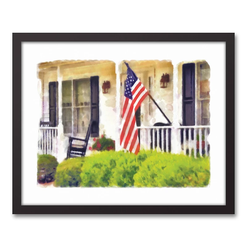 American Porch Black Framed Canvas