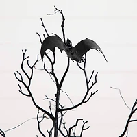 3ft. Pre-Lit Artificial Halloween Black Spooky Twig Tree with Bats and 100 Orange & Purple LED Lights