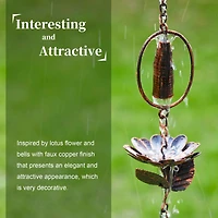 Glitzhome® 8.5ft. Faux Copper Lotus Flower & Bell Rain Chain