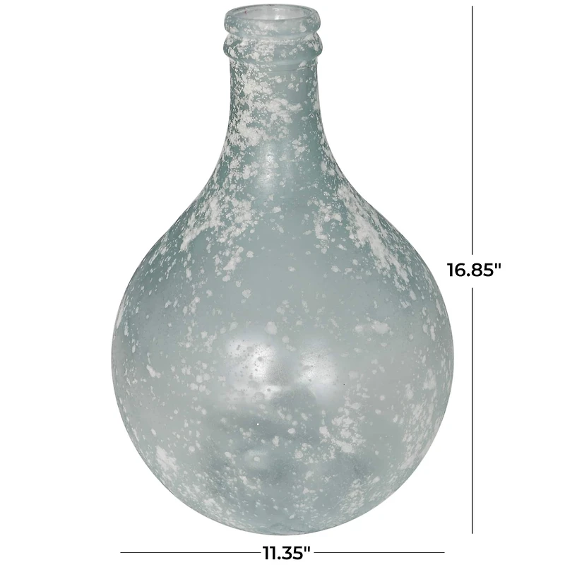 17" Clear Frosted Spanish Glass Bottle Vase