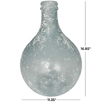 17" Clear Frosted Spanish Glass Bottle Vase