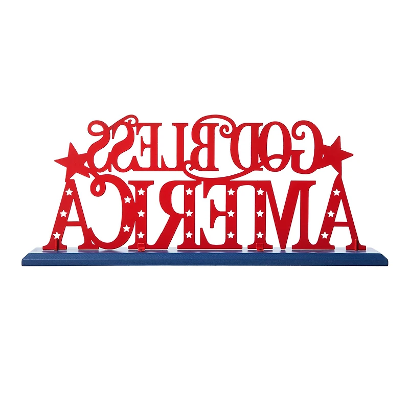 Glitzhome® 18" Wide God Bless America Tabletop Décor