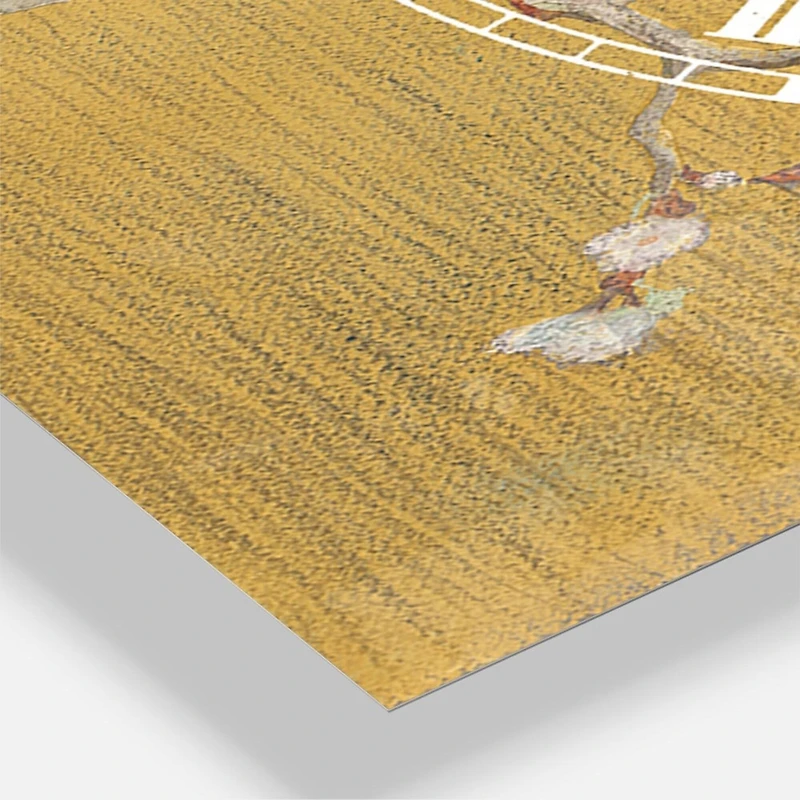 Designart Gold Bird On Blossoms Traditional 3 Panel Wall Clock