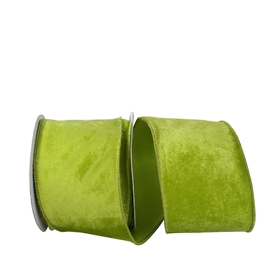 JAM Paper 4" x 10yd. Lime Dupioni Backed Wired Plush Velvet Ribbon