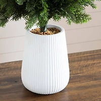 3ft. UV-Resistant Cedar Tree in Decorative White Planter