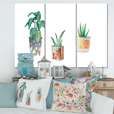 Designart - Three Potted Houseplants