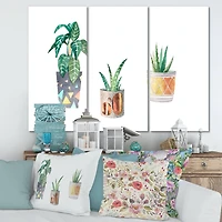 Designart - Three Potted Houseplants