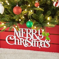 Glitzhome® Red Merry Christmas Crate Tree Collar