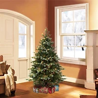 6 Pack: 4.5ft. Pre-Lit Slim Flocked Aspen Fir Artificial Christmas Tree, Clear Lights