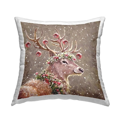 Stupell Industries Holiday Deer Festive Baubles Throw Pillow