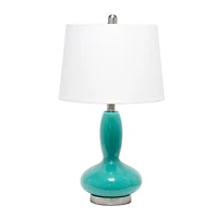 Lalia Home 23.5" Glass Dollop Table Lamp with White Fabric Shade
